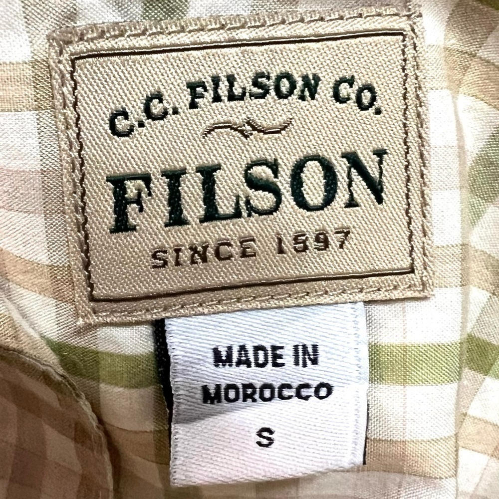 Filson Cotton Tan & Green Plaid Long Sleeve Button Front Shirt Women’s Small - Picture 11 of 12